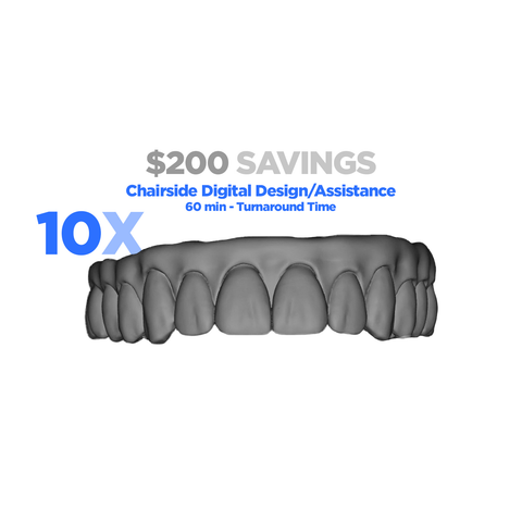 10x 3DDX Full Arch Temporary Prosthesis Design with <2 Hour Turnaround Time